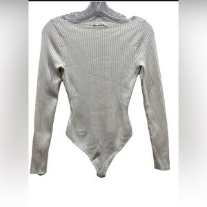 Abercrombie & Fitch Cream Ribbed Bodysuit